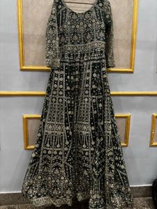 Exquisite Emerald Green Embroidered Gown