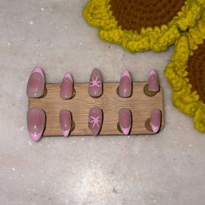 Pink Bow French Tip Press-On Nails