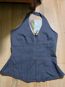 Pinstripe Halter Vest Top OFF DUTY formal