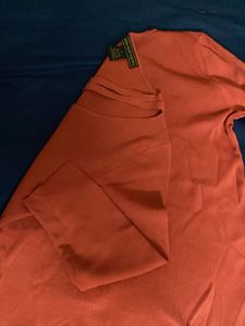 Chic Orange V-Neck Top