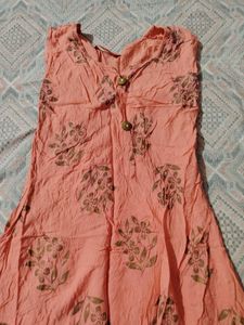 Peach Floral Print Kurti