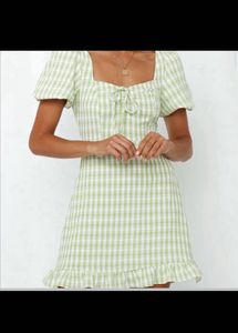 Cute Gingham Puff Sleeve Dress