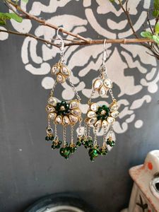 Stunning Emerald &amp; Crystal Dangle Earrings