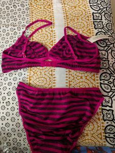 Striped Bikini Set Combo 3 Grey ,Pink, Blue