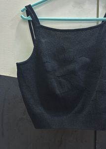 Black Mesh Floral Cami Top