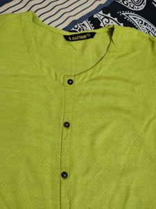 3xl Lime Green Button-Up Kurta