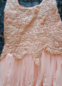 Elegant Peach Lace Dress