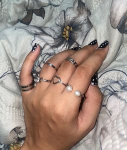 Assorted Silver Rings with Pearls