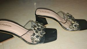 Embellished Block Heel Mules