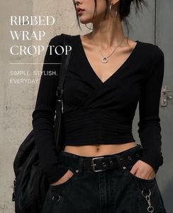 Black V-Neck Crop Top