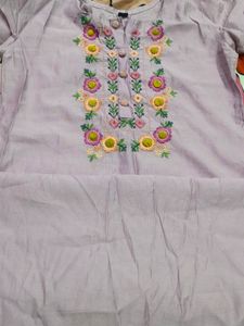 Embroidered Lavender Kurti only one time used