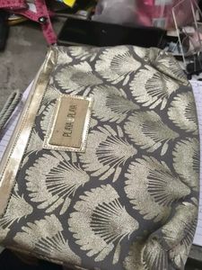 Stylish Grey &amp; Gold Fan Print Clutch
