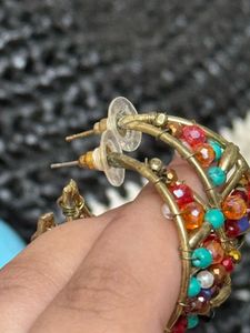 Boho Beaded Hoop Earrings