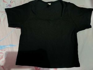 Black Square Neck Crop Top