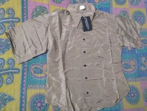 Brown Short Sleeve Casual Shirt
