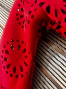 Red Floral Cut-out Dress