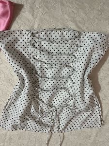 Cute polka tube top with Satin skirt🎀