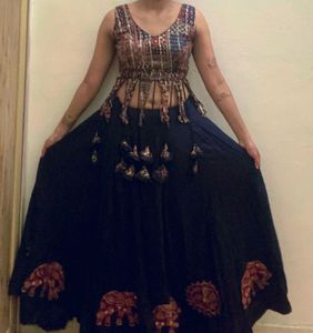Elegant Navy &amp; Red Lehenga Choli Set