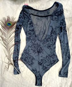 Backless Iris Hot Grey Bodysuit