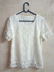 Elegant White Lace Top Layered