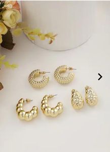 Gold Tone Hoop Earrings Set