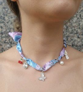 Cute Scarf Necklace with Charms