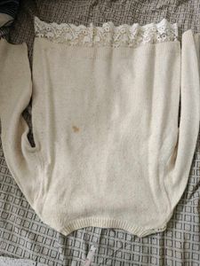 Lace Trim Knit Dress- one mark of fabric at back