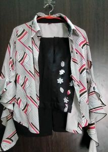 Stylish Printed Kurta Set with Flared Sleeves