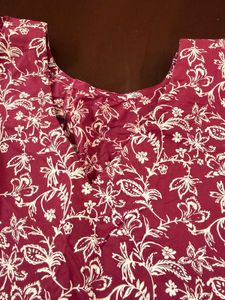 Maroon Floral Print Kurta