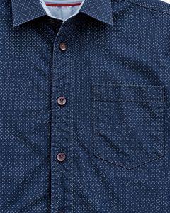 Men's Blue Dotted Casual Shirt