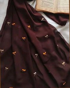 Bow Embroidered scarf