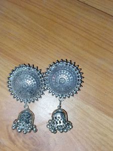 Silver Tone Jhumka Earrings