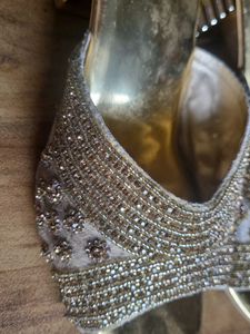 Golden Embellished Party Heels