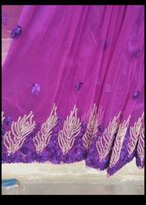 Elegant Purple Embroidered Gown💥