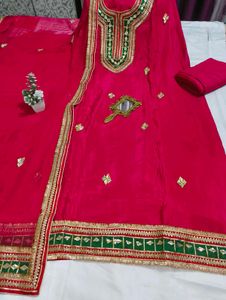 Pink gota work dress material