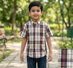 Stylish Plaid Short Sleeve Shirt for Boys