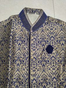 Men's Royal Blue Kurta with Embroidered Jacket