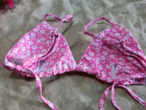 5.Pink Floral Bikini Top