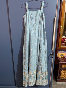Light Blue Printed Ethnic Gown