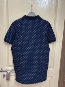 Men's Blue Printed Polo T-Shirt