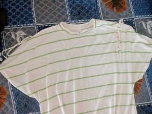 Striped White &amp; Green Top