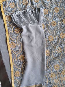SEMI STITCHED EMBROIDERY AND STONE DRESS