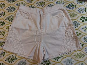 White Lace Trim Shorts
