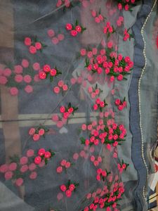 Grey Embroidered saree