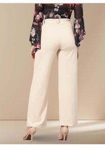 Cream Wide Leg high rise Trousers