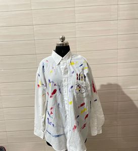 Artistic Splash Print Oversized Shirt