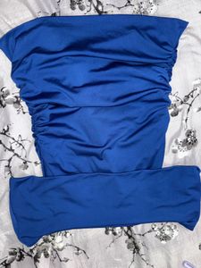 Blue Off-Shoulder Smocked Top
