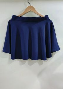 Purple Feather Navy Blue Skater Skirt (Women's)
