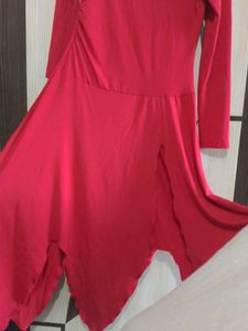 Chic Red Asymmetrical Dress