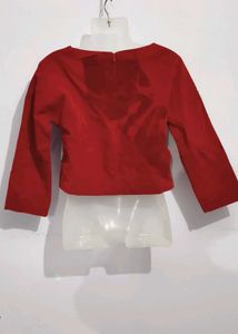 Chic Red Blouse with Elegant Lady Applique